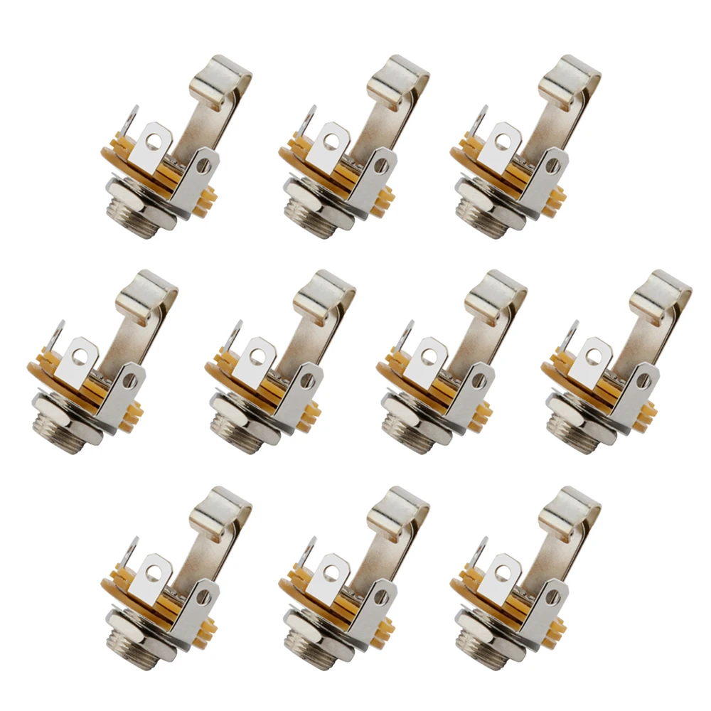 10Pcs Nickel Plated 6.35mm 1/4 Inch Soldering Mono TS Panel Chassis Mount Jack Audio Female Connector