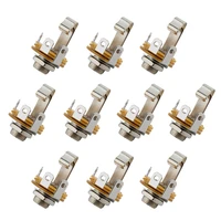 10pcs nickel plated 6 35mm 14 inch soldering mono ts panel chassis mount jack audio female connector