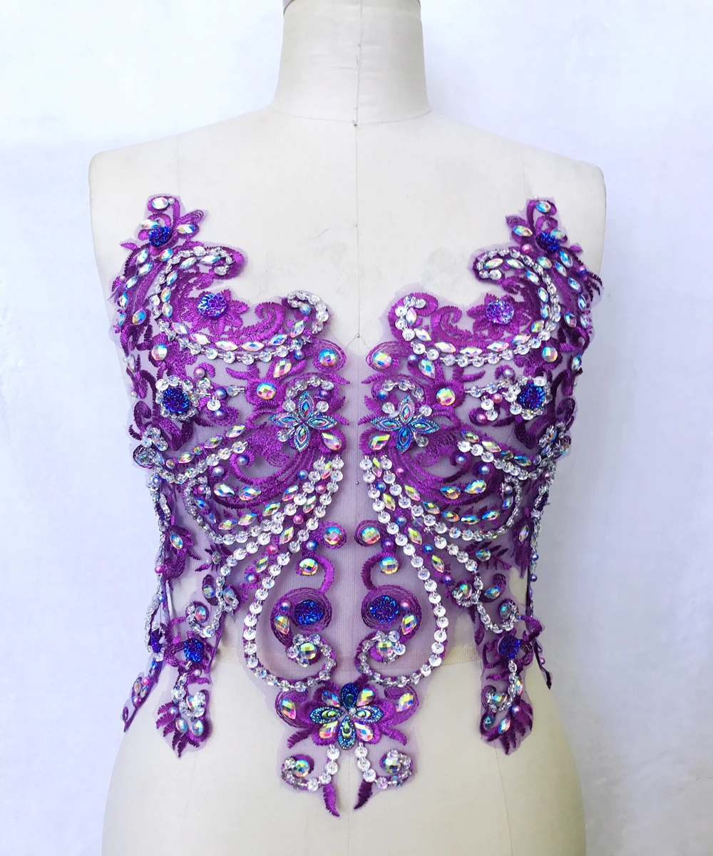 Аппликация Стразы с V-образным вырезом кружевной Цветочный Аксессуар сделай сам