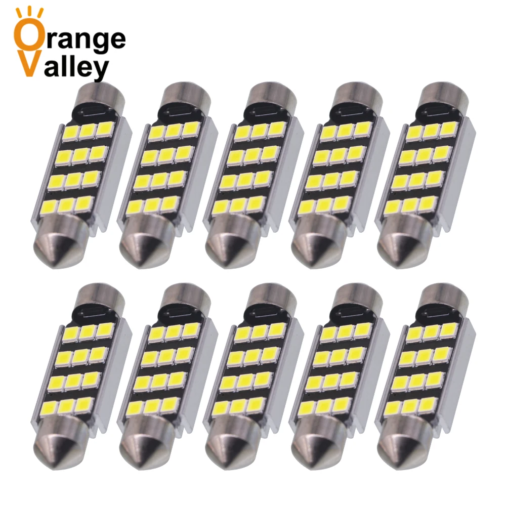 10 шт. c5w led CANBUS 39 41 мм Festoon C10W Светодиодная лампа 2835 12 SMD 12V для чтения автомобильный