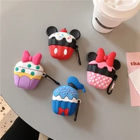 disney cute mickey minnie cake case for airpods 1 2 pro charging box soft silicone wireless bluetooth earphone protective