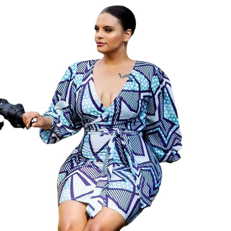 

Plus Size Women V-neck Long Sleeve Floral Print Boho Dress Women Beach Summer Dresses Ladies Maxi Dress L-5XL