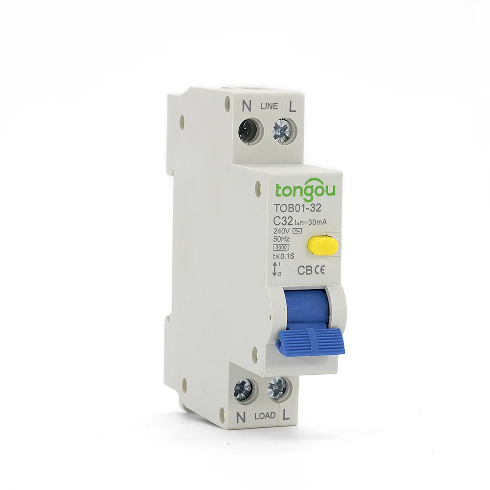 

1P+N 18mm 240V 32A 30mA RCBO Residual current Circuit breaker with over current and Leakage protection