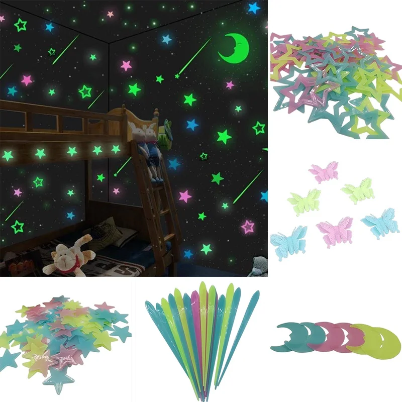 3D светящаяся наклейка для стены флуоресцентные настенные наклейки детской