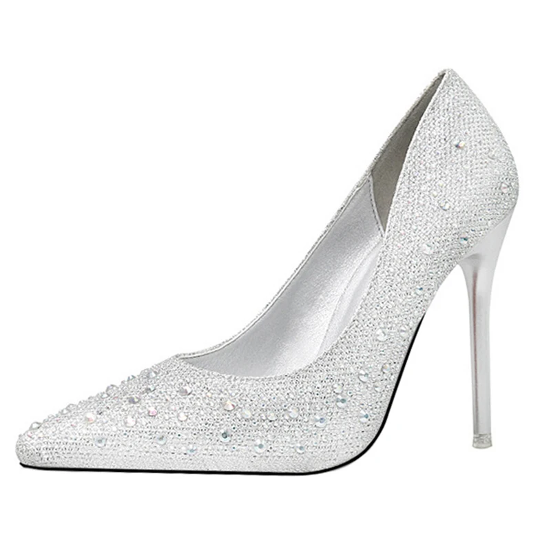 

Fashion Sexy Party Pumps High Heels Women Brand Fashion Shallow Mouth Pointed Drill High Heels