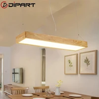 modern minimalist solid wood pendant light led strip bar lamp rectangular office restaurant cofe pendant light minimalist
