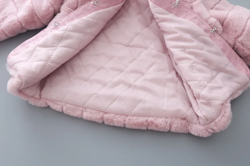 Korean Girl Autumn Winter Coat Children Clothing New Style Kids Fashion Princess Fake Fur Nail Bead | Детская одежда и обувь