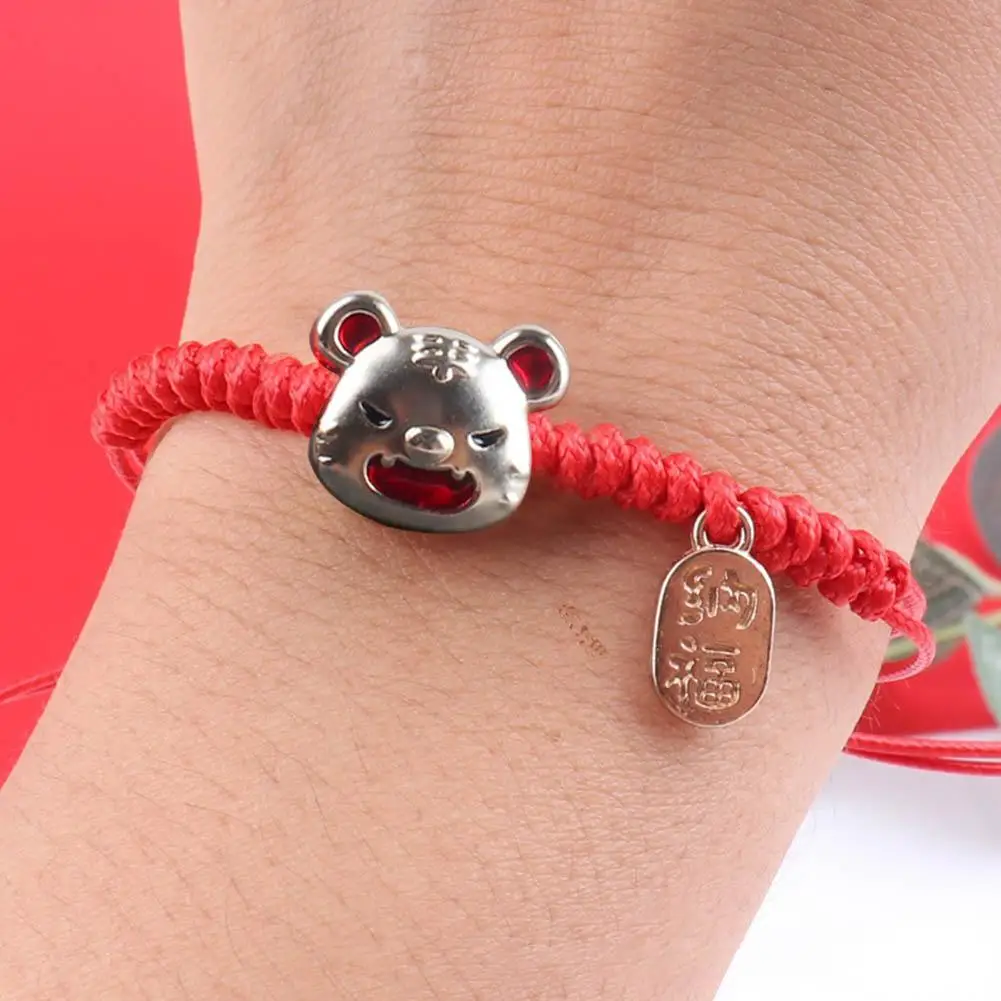 Китайский новогодний браслет в форме тигра с красной нитью ручная работа подарок