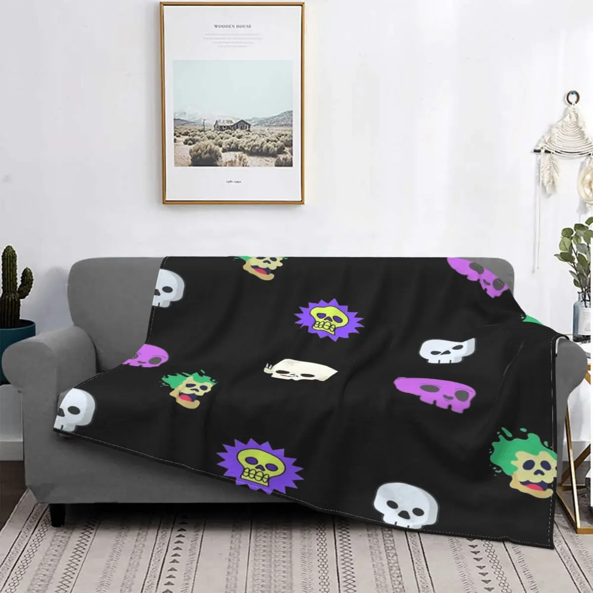 

Manta con diseño de calaveras, colcha para cama a cuadros, Picnic, a cuadros, en el sofá