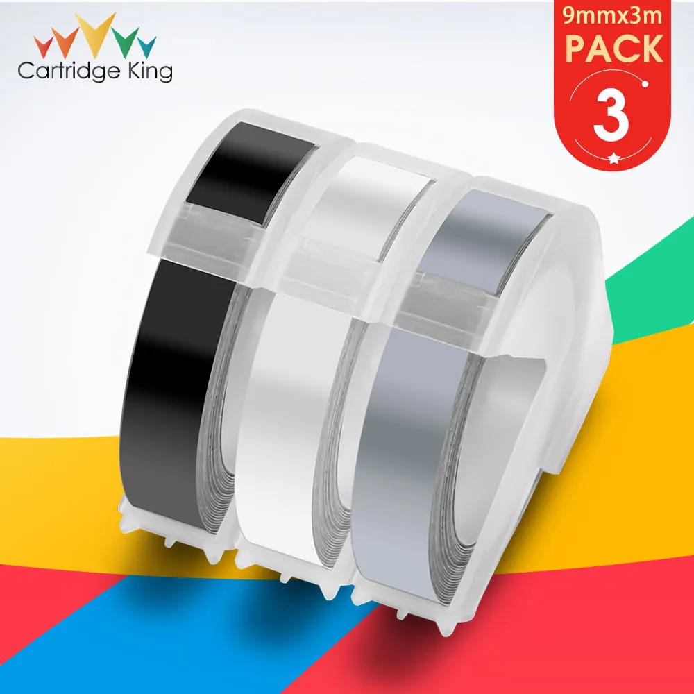 3PK Красочные для 3D этикетка DYMO ленты Синий 9 мм тиснение &quotсделай сам&quot Письмо