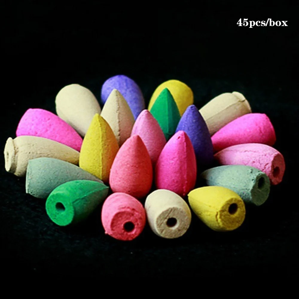 45pcs/box Incense Sticks Natural Sandalwood Backflow Smoke Buddhism Pagoda Mixed Scents Aroma Air Purifying Freshener | Дом и сад