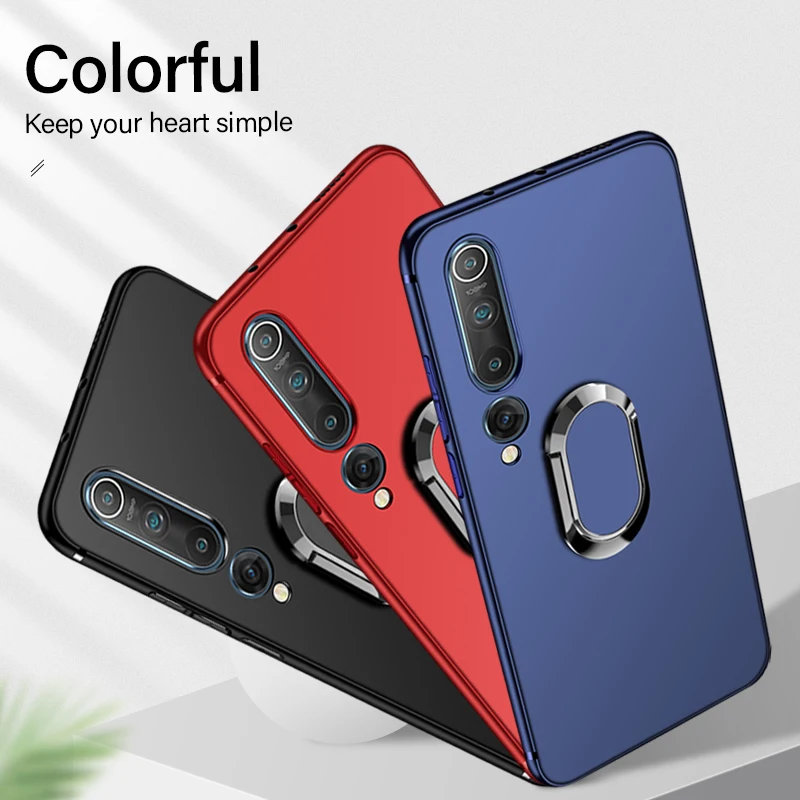 

Ultra-thin Magnetic Holder Silicone Phone Case For Xiaomi Mi 10 9 8 Lite T Pro Redmi Note 10 8 7 6 5 Finger Ring Bracket Cover