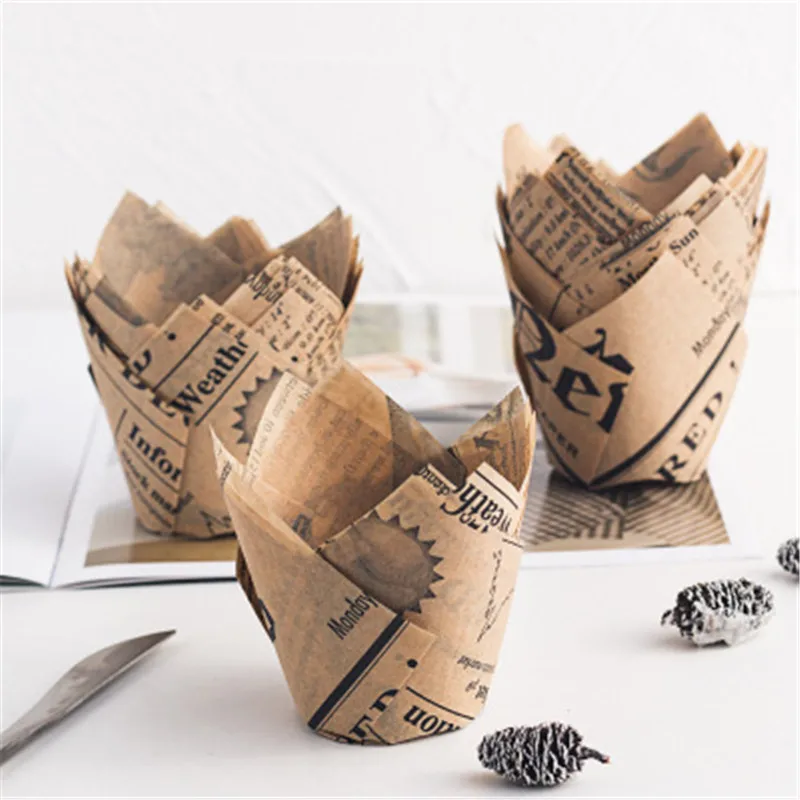 50 шт. масляные бумажные чашки для кексов тюльпанов лайнер футляр выпекания чехол