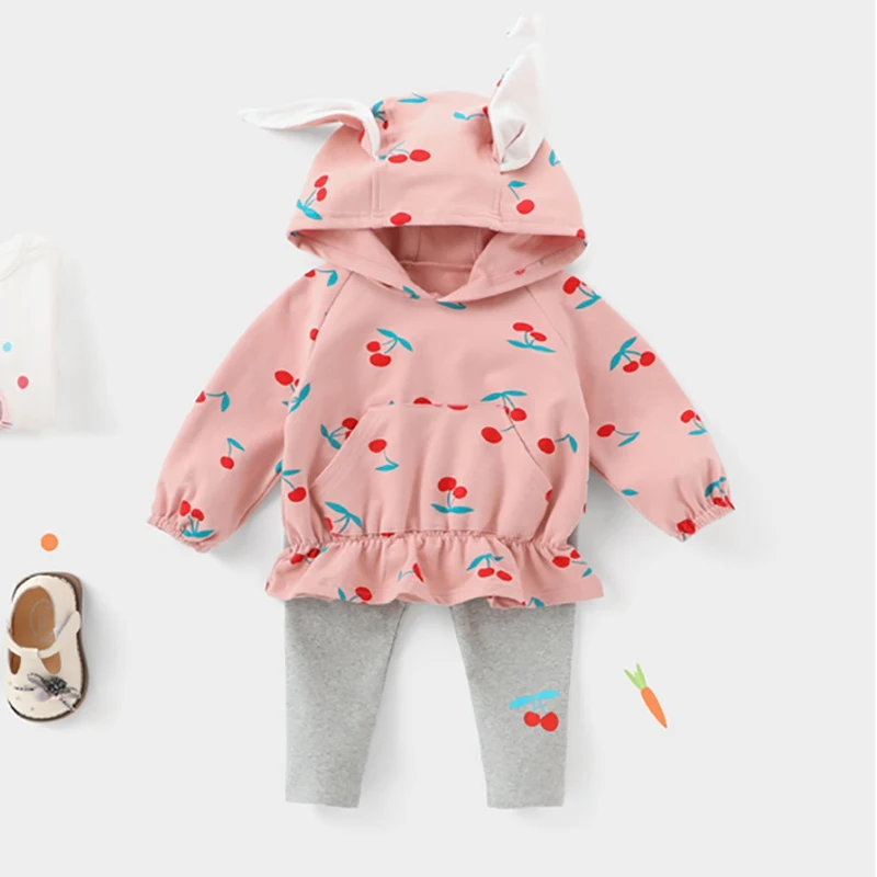 Fashion Baby Clothes Girls Sets Long Sleeve Print Hoodie Sweatshirt+Shorts 2 Pcs Children Clothing | Мать и ребенок