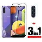 3-в-1 закаленное стекло Черная передняя + объектив + Гидрогелевая задняя пленка для Samsung Galaxy A50S A41 A31 A30S A21 A21S A20S Защитная пленка для экрана