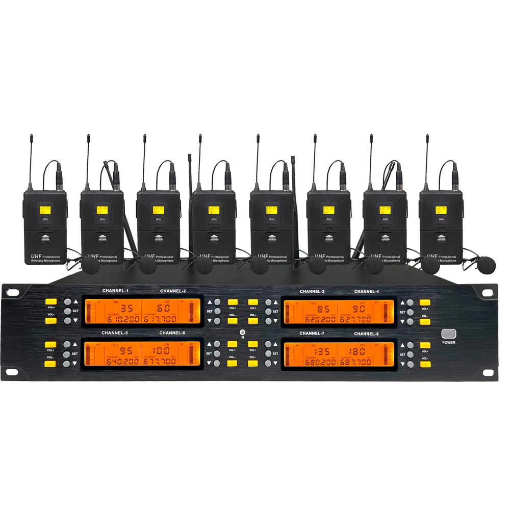 MiCWL UHF 400 Channel Adjustable Frequency Wireless 8 Clip-On Microphone System Stage Studio 8 Lavalier Mics
MiCWL UHF 400 Channel Adjustable Frequency Wireless 8 Clip-On Microphone System Stage Studio 8 Lavalier Mics