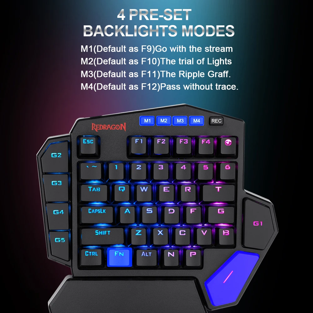 Механическая игровая клавиатура Redragon DITI RGB программируемая макро для одной руки