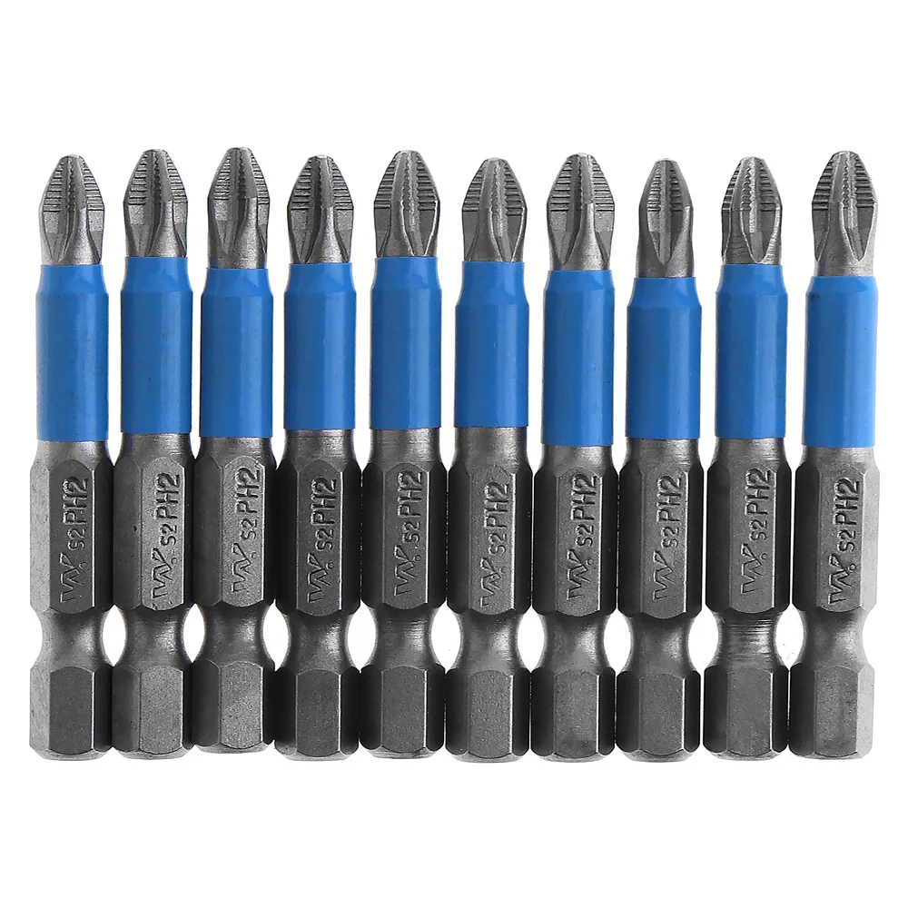 

10pcs 50mm S2 Vanadium Steel Screwdriver Bits Tools Anti Slip Magnetism PH2 Cross Screwdriver Set High Hardness Screwdriver
