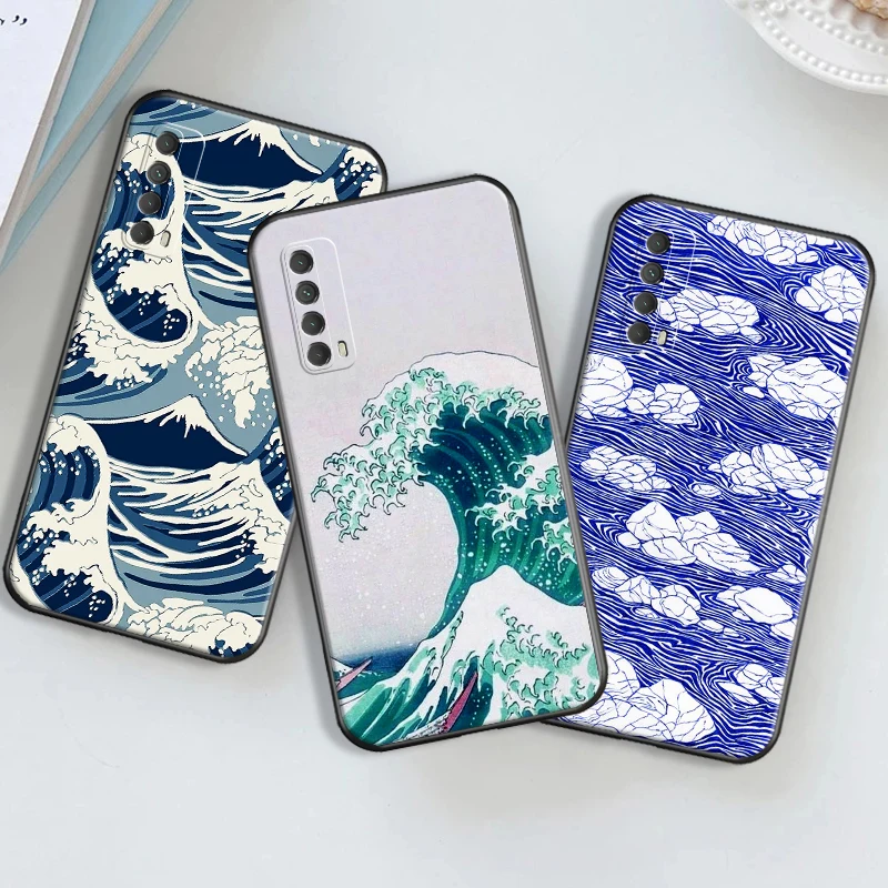 

The Big Wave of Kanagawa Phone Case For Huawei P Smart Z 2019 2021 P20 P30 P40 P40 Lite Pro P50 Pro Soft TPU Fashion Back Cover