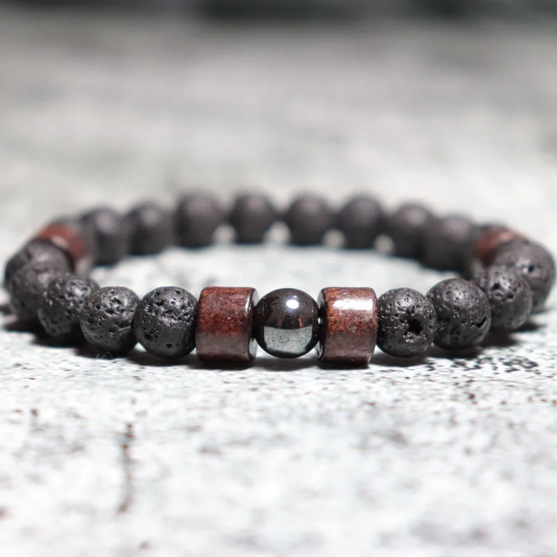 Trendy 3pcs/pair Mens Bracelet Natural Volcanic Stone Braslet Handmade Weaving Leather Brazalete Male Accessories Moda Hombre | Украшения и