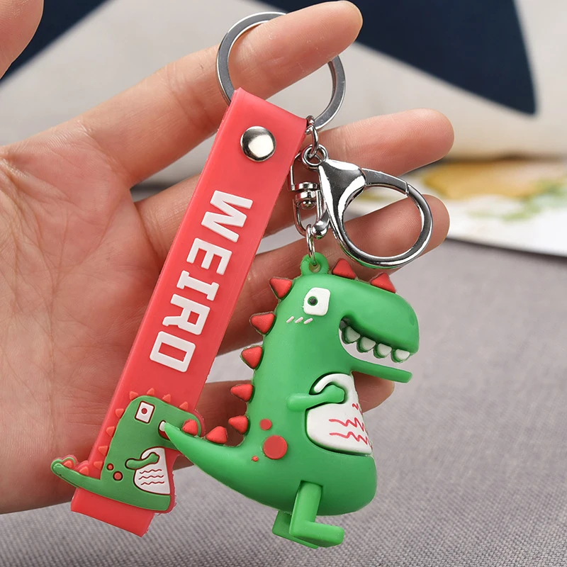 Модные брелоки из ПВХ с подвеской в виде мультяшного динозавра сумке держатель