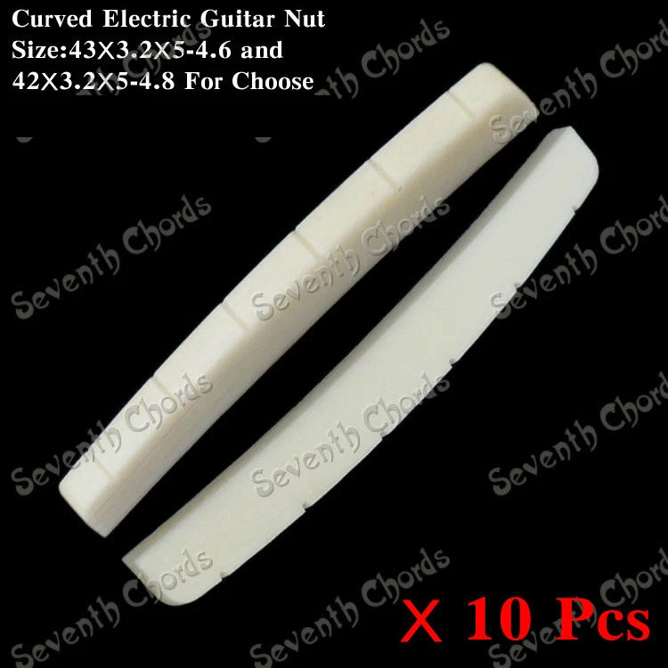 

10 Pcs Bottom Curved Nuts For Electric Guitar Replacement 6 String Slotted 43 x 3.2 x 5-4.6mm -- 42 x 3.2 x 5-4.8mm for choose