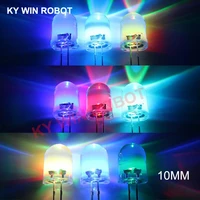 10pcslot f10 10mm fastslow rgb flash red green blue rainbow multi color light emitting diode round led full color diy kit