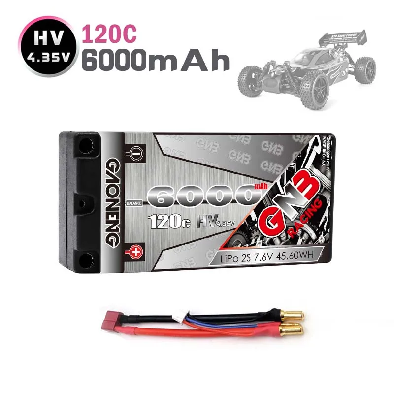 Аккумулятор Gaoneng HV Lipo GNB 2S 7 6 В мАч 12 0C/240C с T-образной вилкой Жесткий Чехол