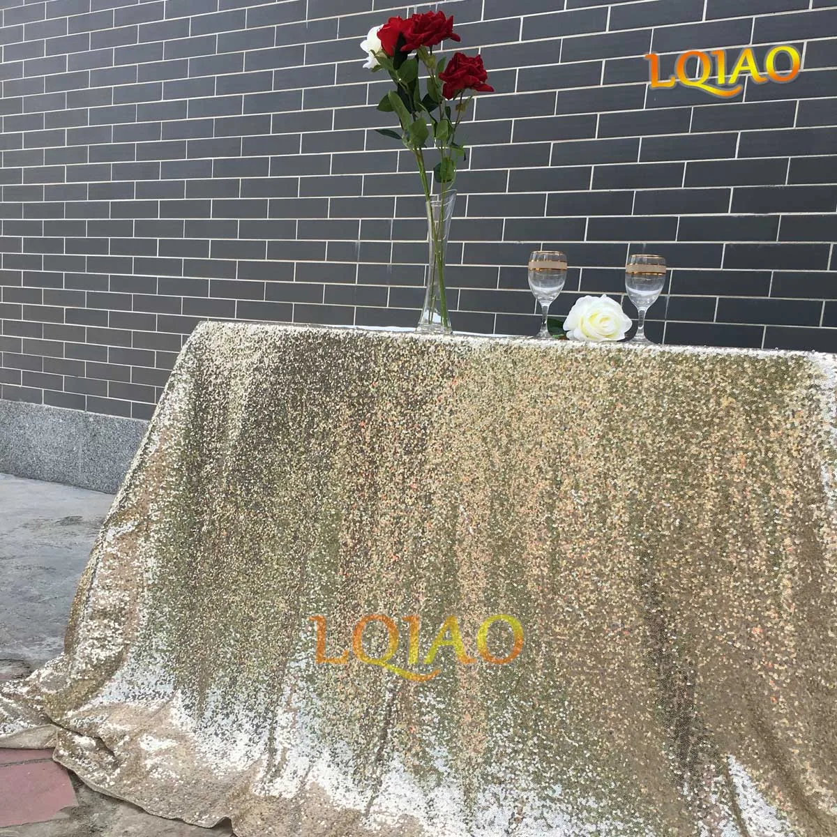 Light Gold 18 цветов, 225 см X 330 см, Блестящая серебряная скатерть с блестками, 90x132 дюймов, свадебное украшение скатерти, прямоугольная скатерть с блестками - Цвет: Light Gold