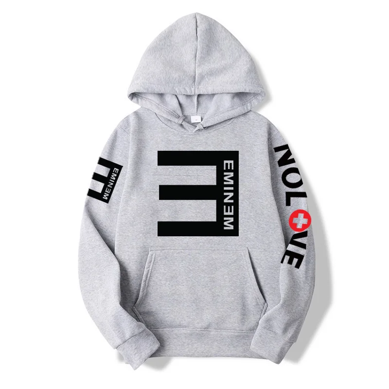 Модные зимние мужские флисовые толстовки с принтом Eminem утепленный пуловер в