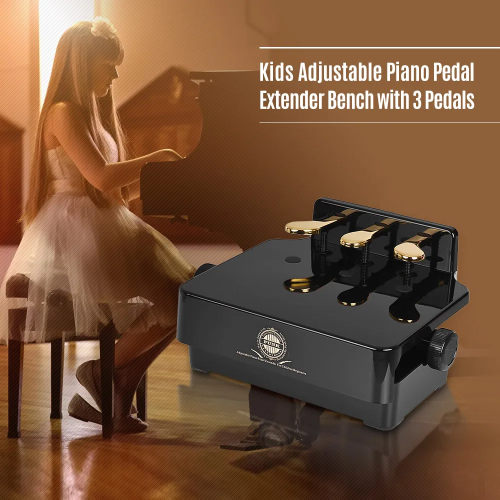 Piano Pedal Extender Bench for Kids Adjustable Height with 3 Pedals Children Teaching Aid Accessory |