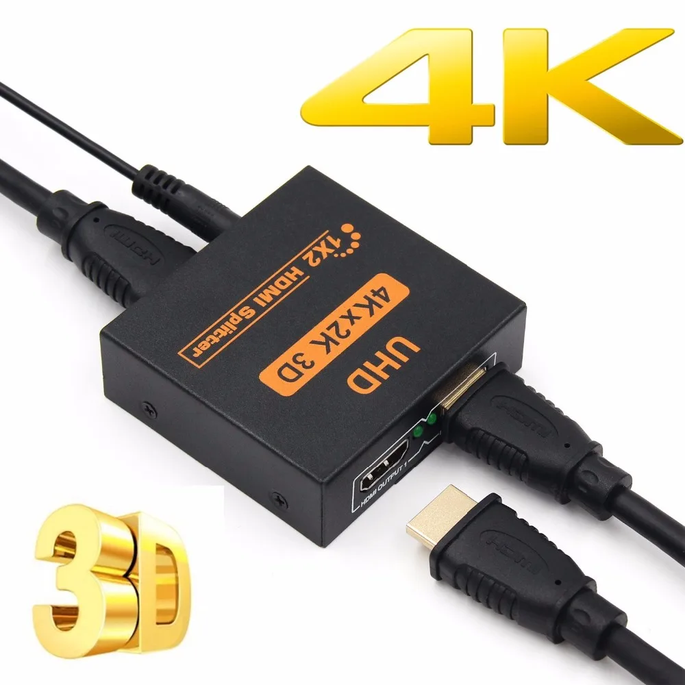 HD 4K HDMI сплиттер 1X2 порт 3D UHD 1080p * 2K видео переключатель 1 вход 2 Выход концентратор