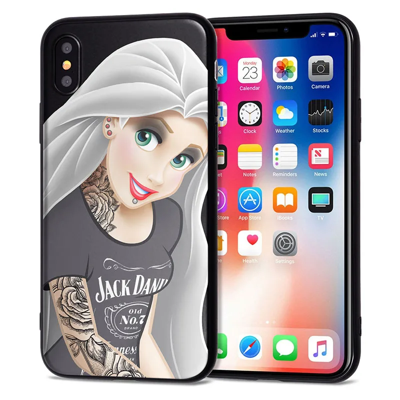 06 Чехол для iPhone 11 Pro, чехол для iPhone 5, 5S, 6, 6 S, 7, 8 Plus, X, XS, Max, тату, принцесса, чехол для iPhone 7, чехол из мягкого ТПУ для iPhone XR, чехол - Цвет: 06