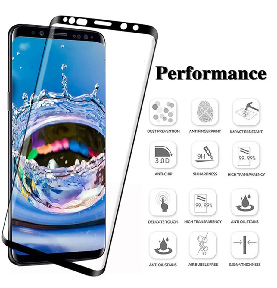 50D полное изогнутое закаленное стекло для samsung Galaxy S9 S8 Plus Note 8 9 Защитная пленка для экрана для samsung A6 A8 S7 Edge