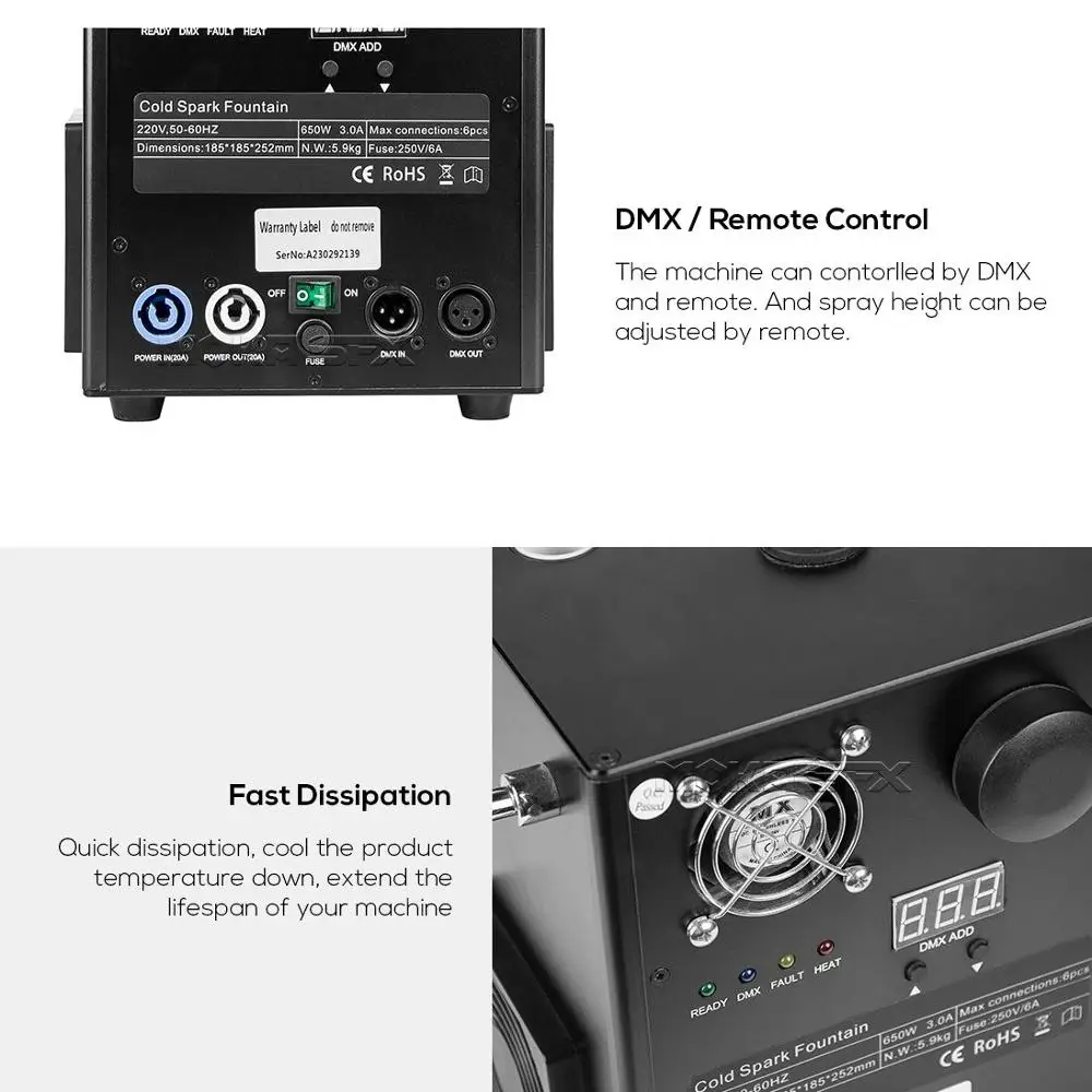 650 Вт холодная искра машина DMX 512 пульт дистанционного управления Искра фейерверк