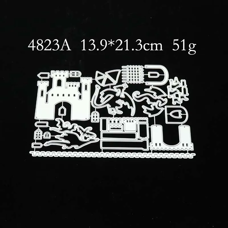 

JC Dragon Castle Architecture Metal Cutting Dies Scrapbooking Craft Mold Stencil Handmade Tools Paper Make Template Decoration