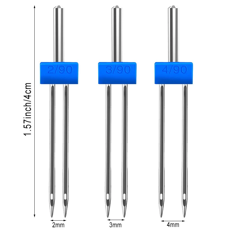 

3-12Pcs/ Set Durable Double Twin Needles Pins Twin Stretch Machine Needles 3Size Mix Size 2.0/90 3.0/90 4.0/90 with Box