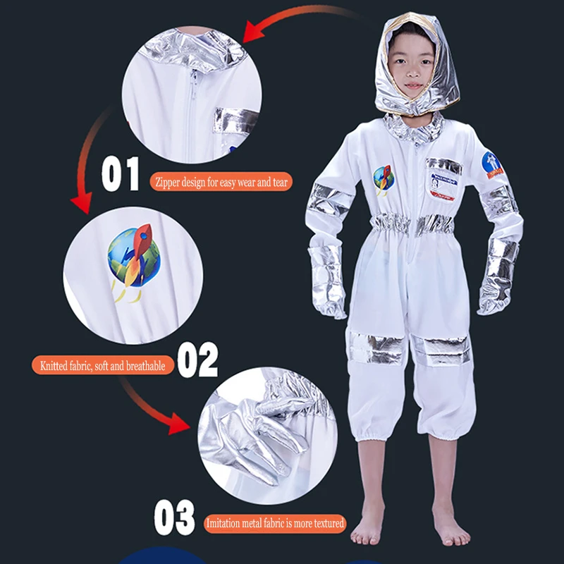 Костюм для косплея на Хэллоуин детская одежда мальчиков Униформа космонавта