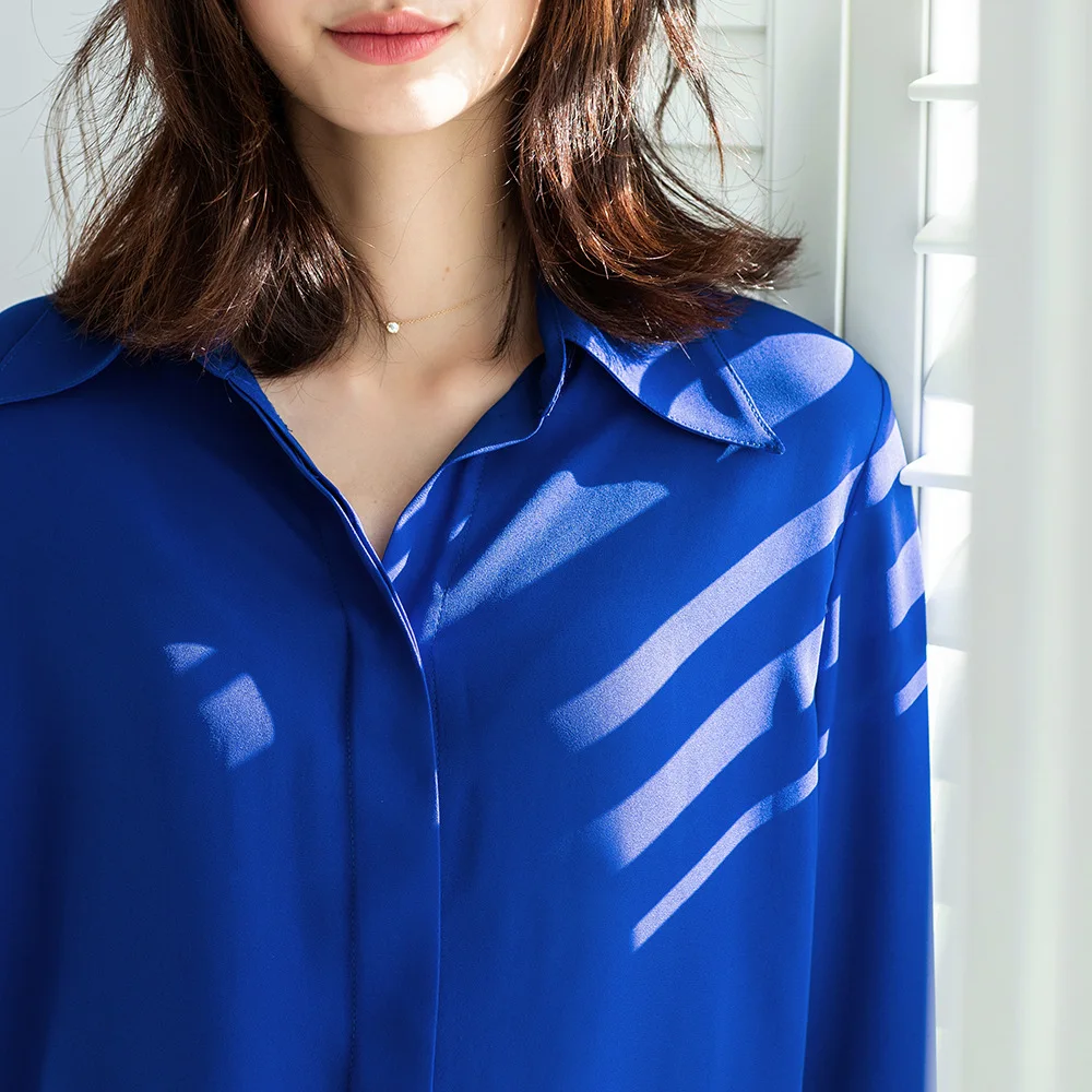 

20 Spring Sapphire Chiffon Blouses Casual Long Sleeve Women Shirts Red Office Ladies Tops Formal White Blouse Korean Fashion za