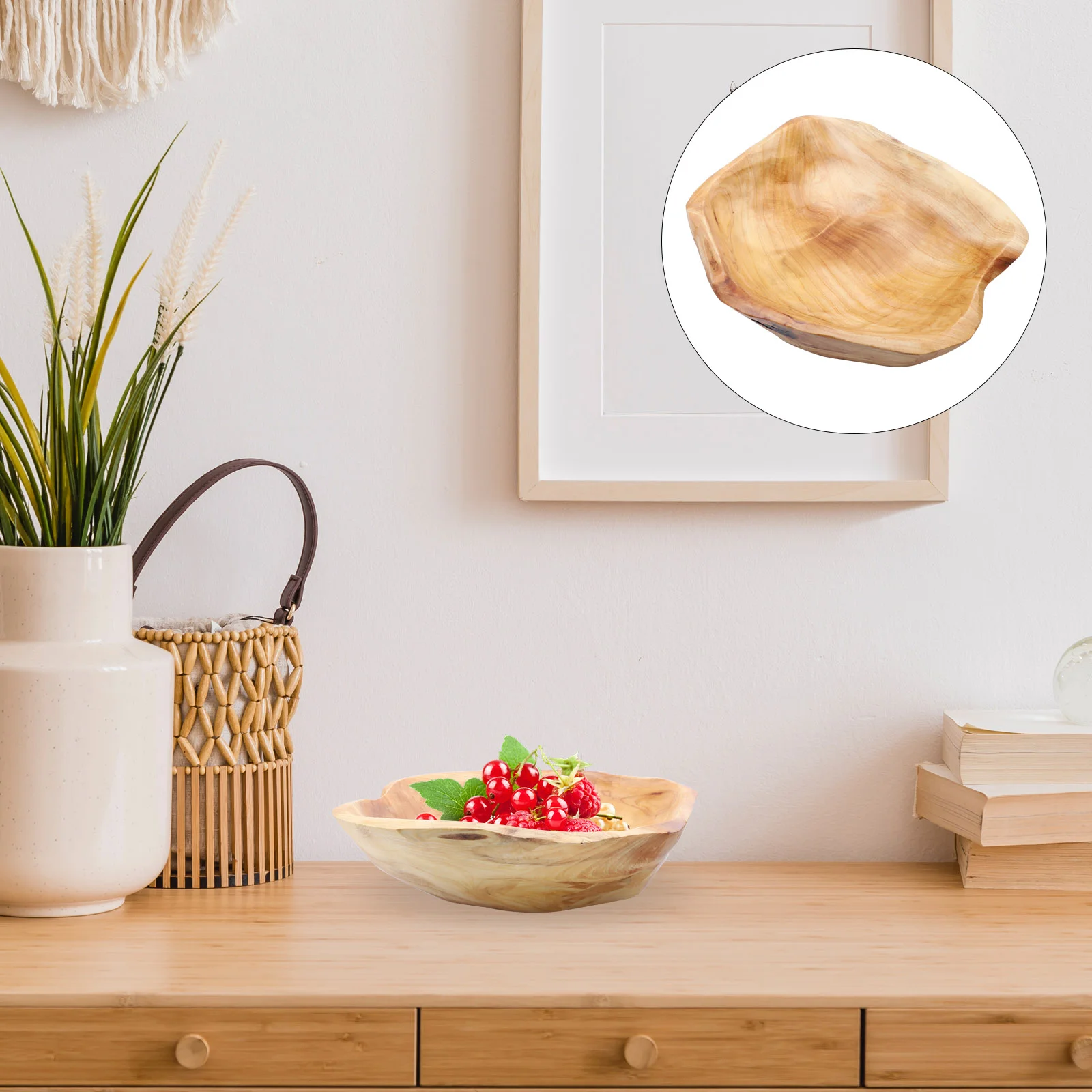 

1Pc Wood Fruit Tray Household Fruit Bread Storage Tray Random Shape
