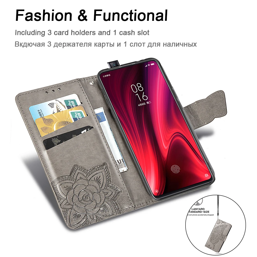 Для Coque Xiao mi Red Note 7 6 5 Pro Plus GO 6A 9 SE 9se 8 A2 Lite Play чехол на флип кошельке кожаный красный