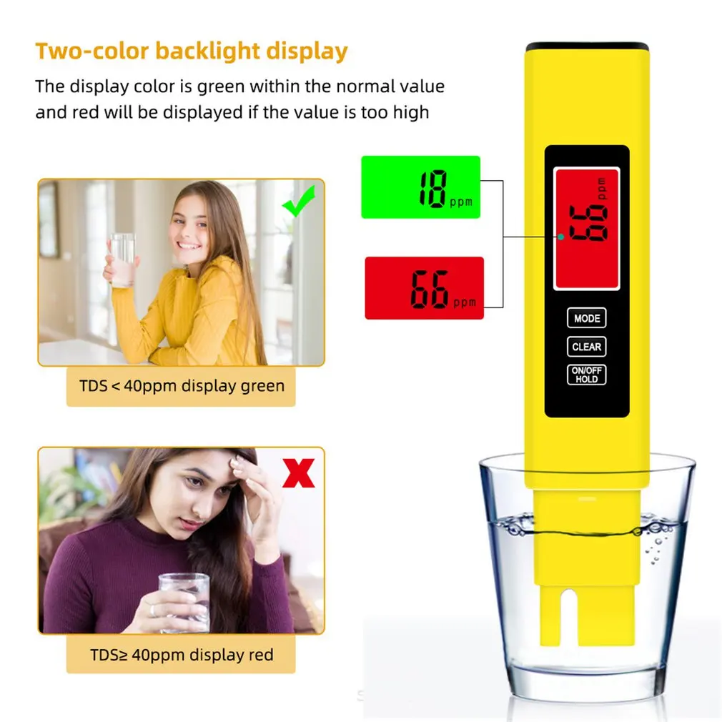 

3 In 1 TDS Tester Water Quality Meter LCD Pen For Industry Hospitals Swimming Pools Household Tap Water Quality Testing Hot Sale