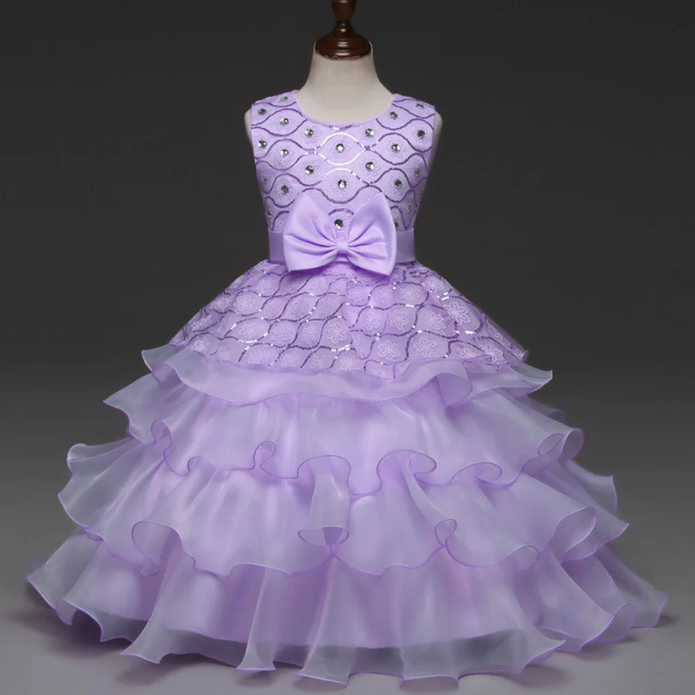 Красивое платье стразы с блестками для маленькой девочки свадебное детское