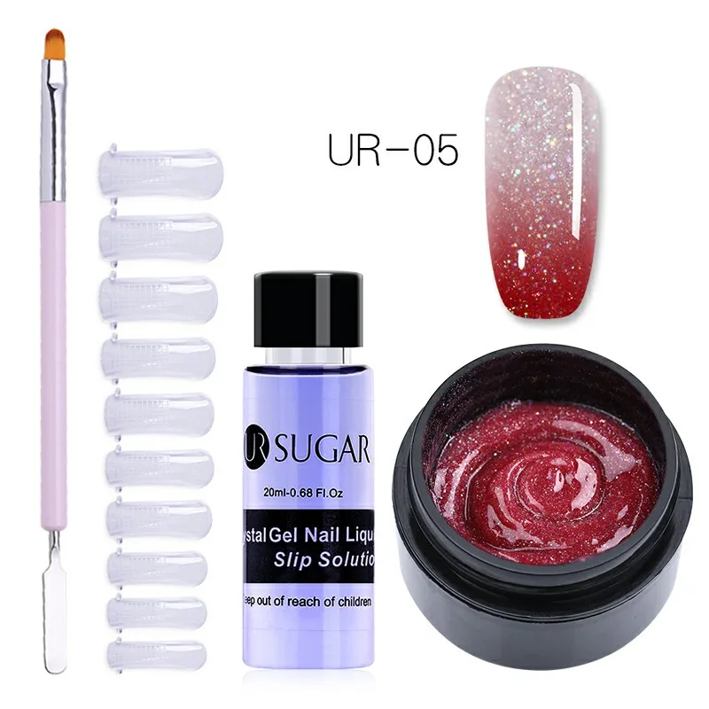4Pcs set 5 UR SUGAR 15 мл голографический Блестящий Быстрый строительный поли набор для маникюра гель-лаком тепловой поли гель продлевающий половой акт лак кончик ногтей строительный УФ-гель - Цвет: 4Pcs set 5