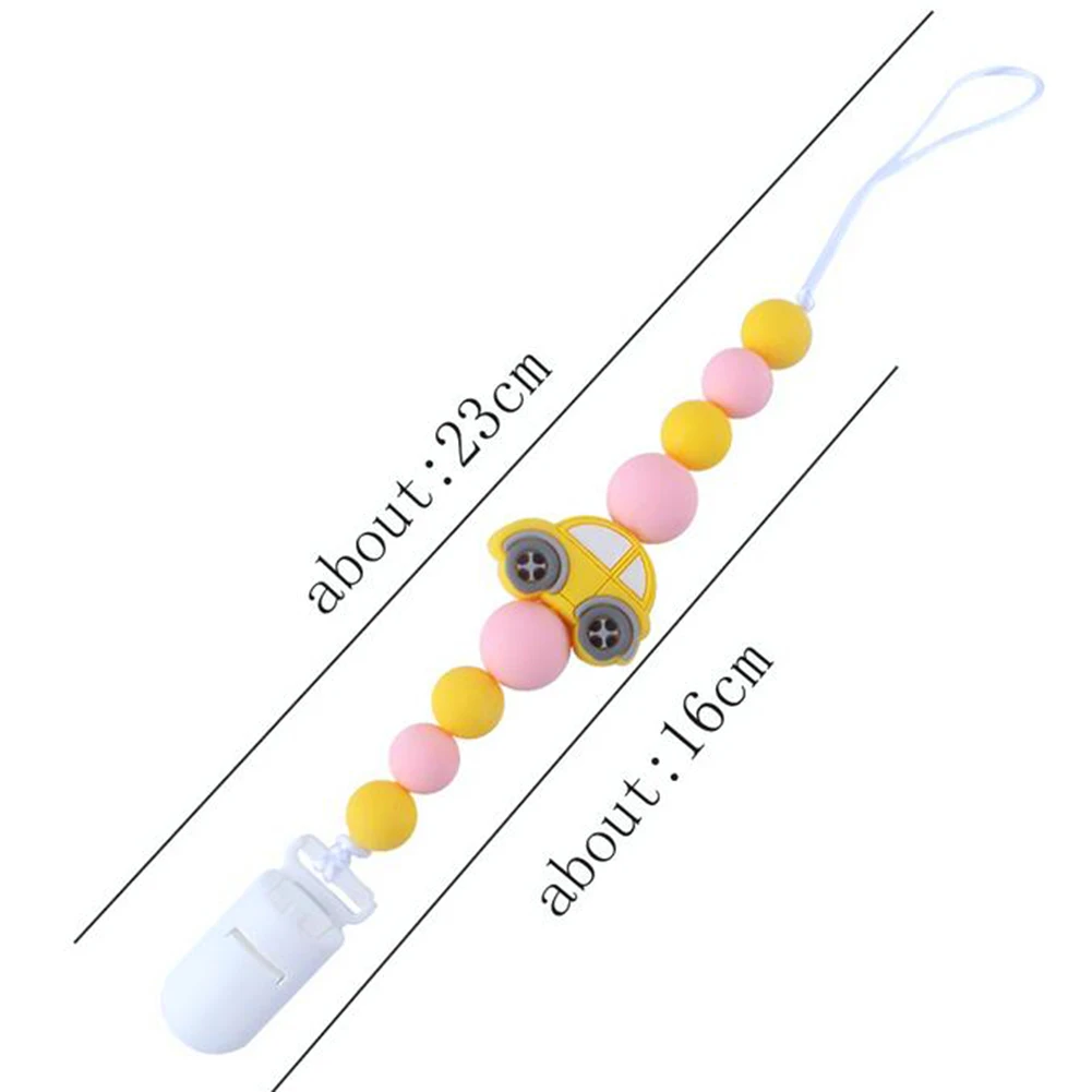 

Baby Silicone Car Teething Soother Beads Dummy Clip Pacifier Chain Chew Toy