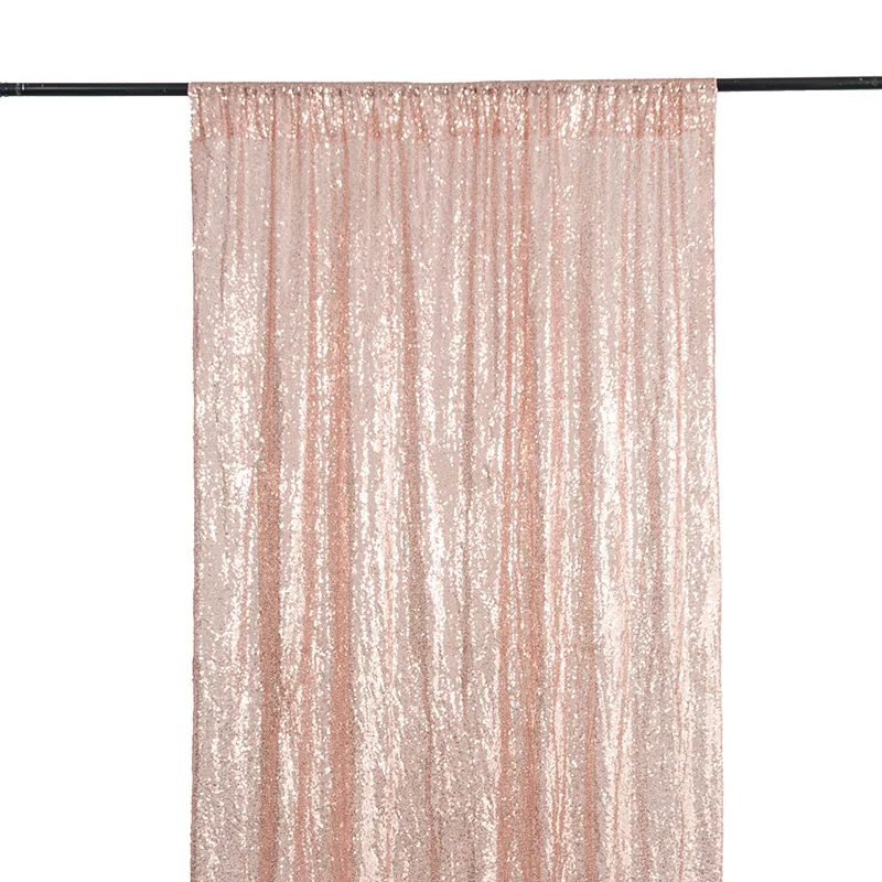 

Rose Gold Sequin Wedding Photo Booth Backdrop Curtain Panel Glitter Photography Background For Party Birthday Baby Shower Decor