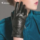 Женские кожаные перчатки GOURS, черные перчатки из натуральной козьей кожи, для вождения, GSL013, зима 2019