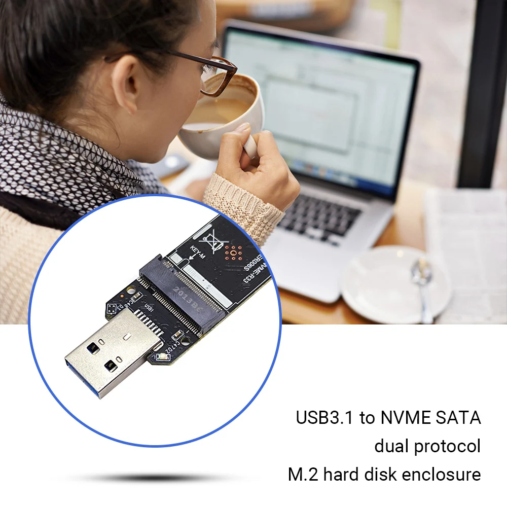 

USB 3.1 to M.2 NVME NGFF SSD Adapter 10Gbps RTL9210B Dual Protocol M2 SSD to NGFF Converter Card for 2242/2260/2280