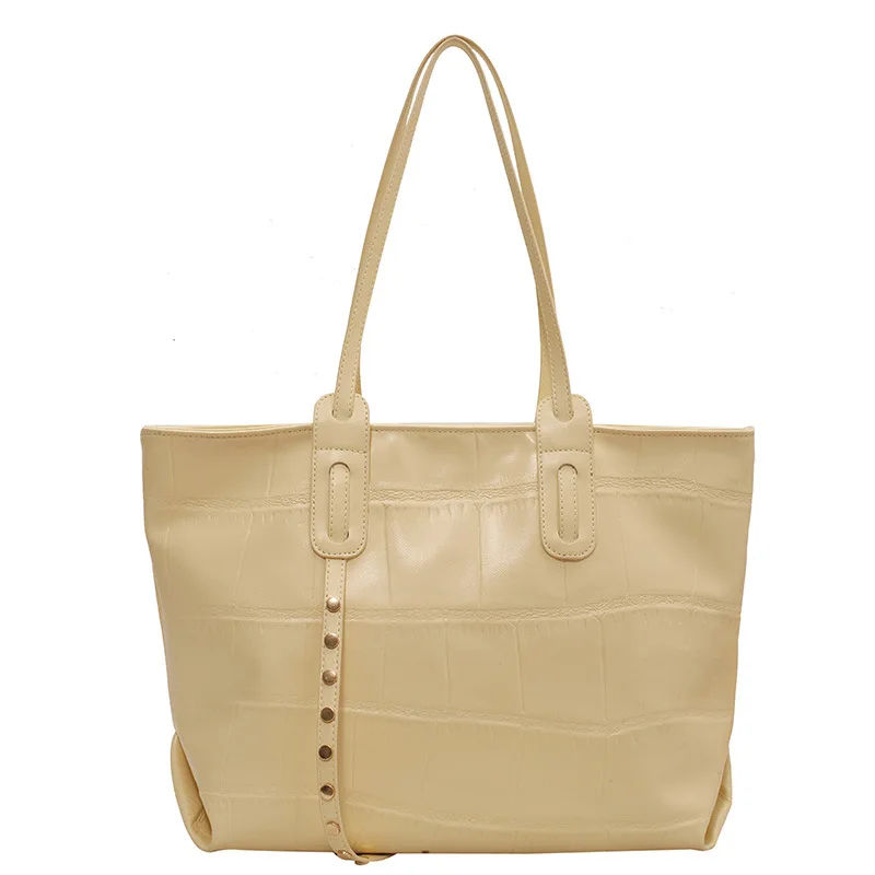 

Large-capacity luxury bag female summer Korean version2021new trendy fashion shoulder bag simple portable stone pattern tote bag