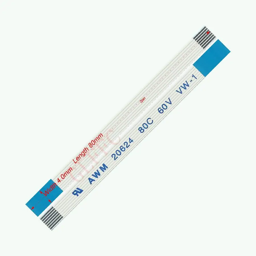 7pin 0 5 Шаг 80 мм 1100 B Тип Гибкий плоский кабель FFC awm 20624 ROHS для TTL LCD DVD